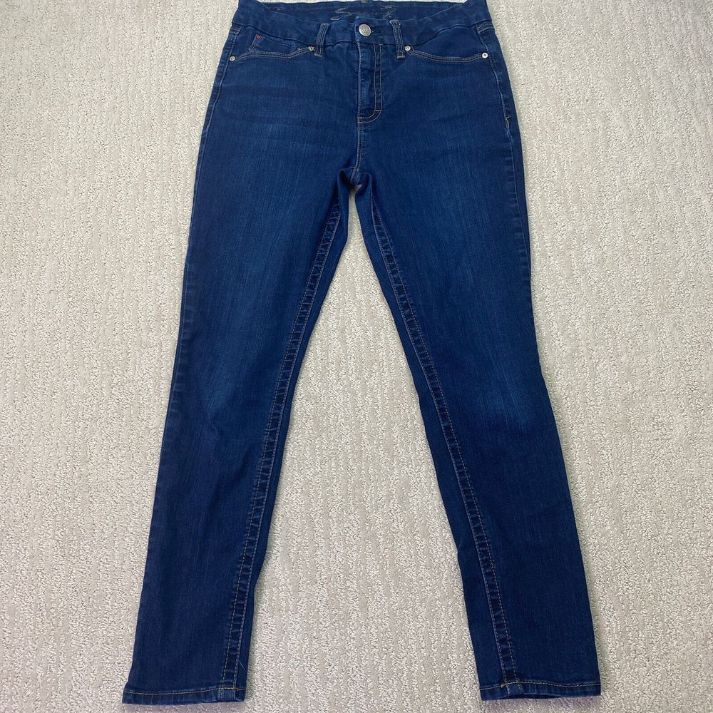 Seven7 Womens Jeans 14 Blue High Rise Skinny Leg Dark‎ Wash